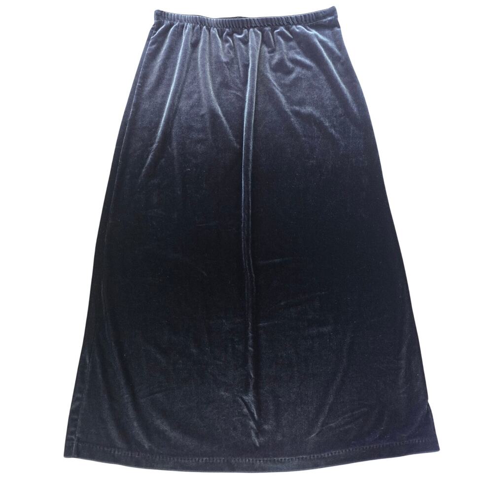 Roxy Y2K Velvet Midi Skirt Gray Minimalist Elastic Waist Size: S